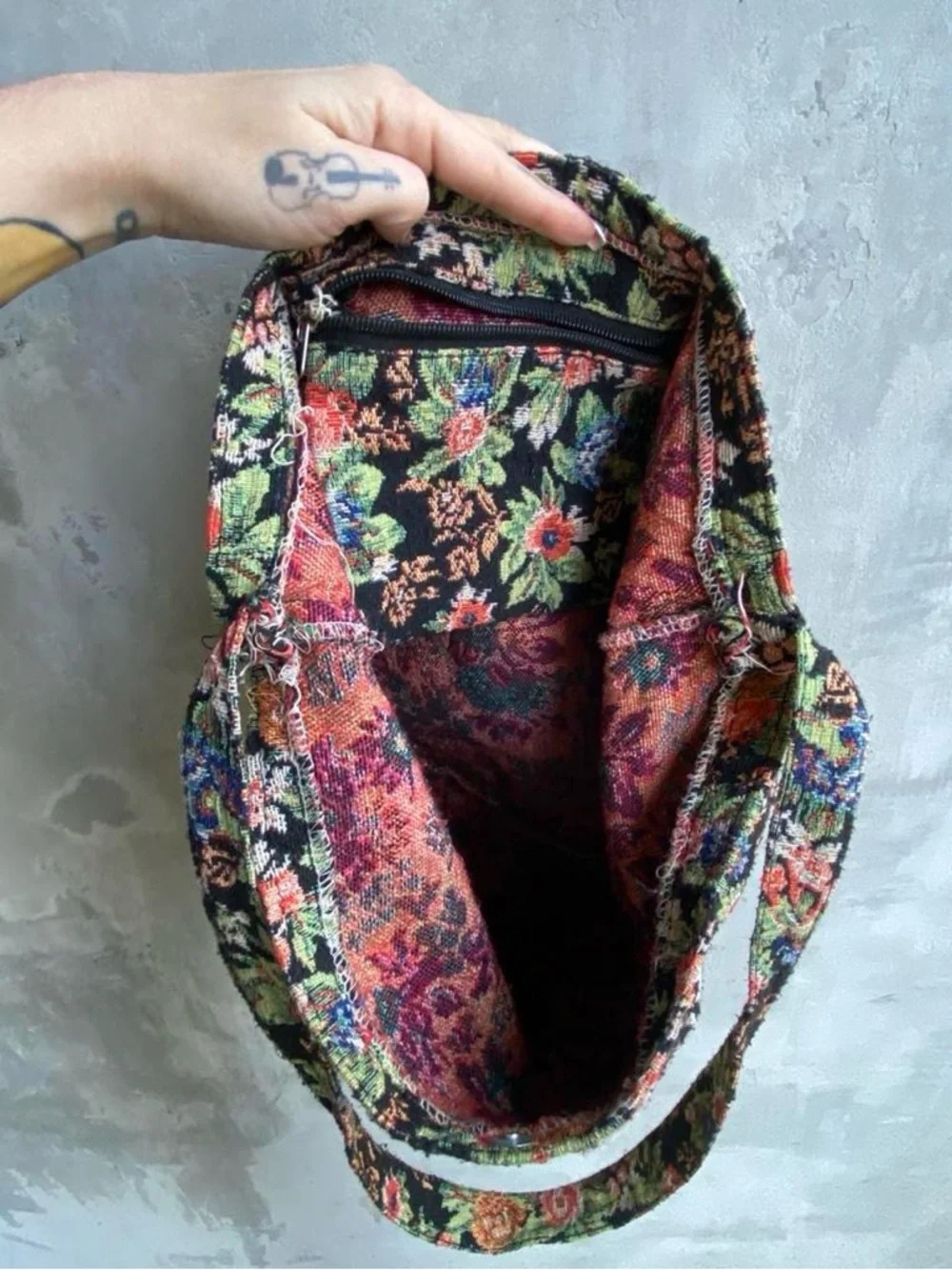 90s Grandmacore Floral Tapestry Bag